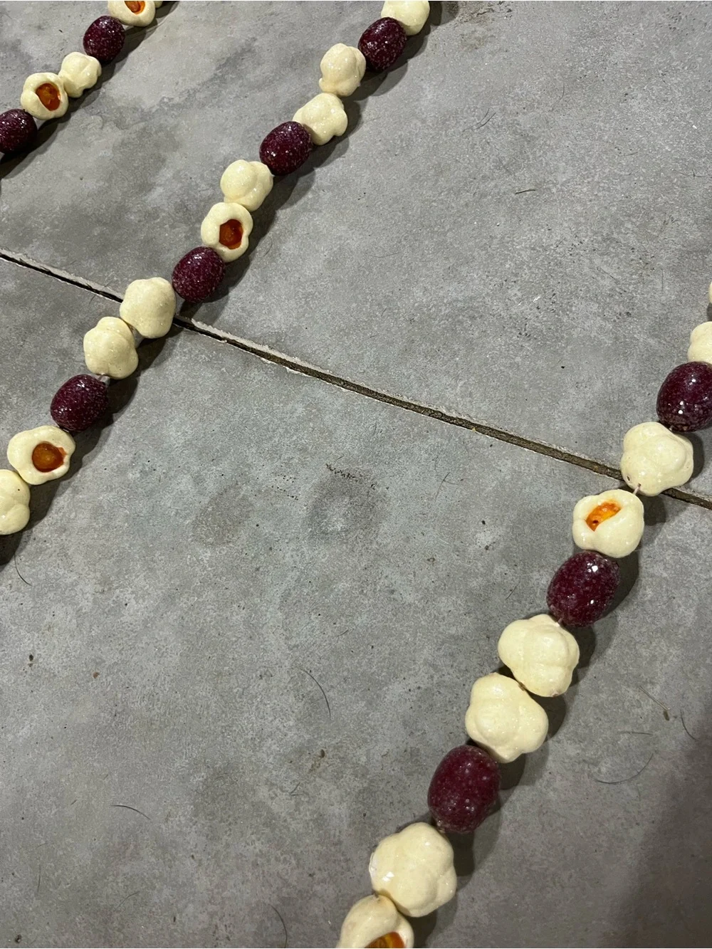White and Maroon Berry Garland String for Party and Holiday Decor